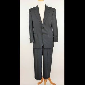 CHAPS RALPH LAUREN Gray & blue pinstripe wool suit